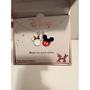Disney Mickey & Minnie Fine Silver-Plated Necklace Made for each other NEW